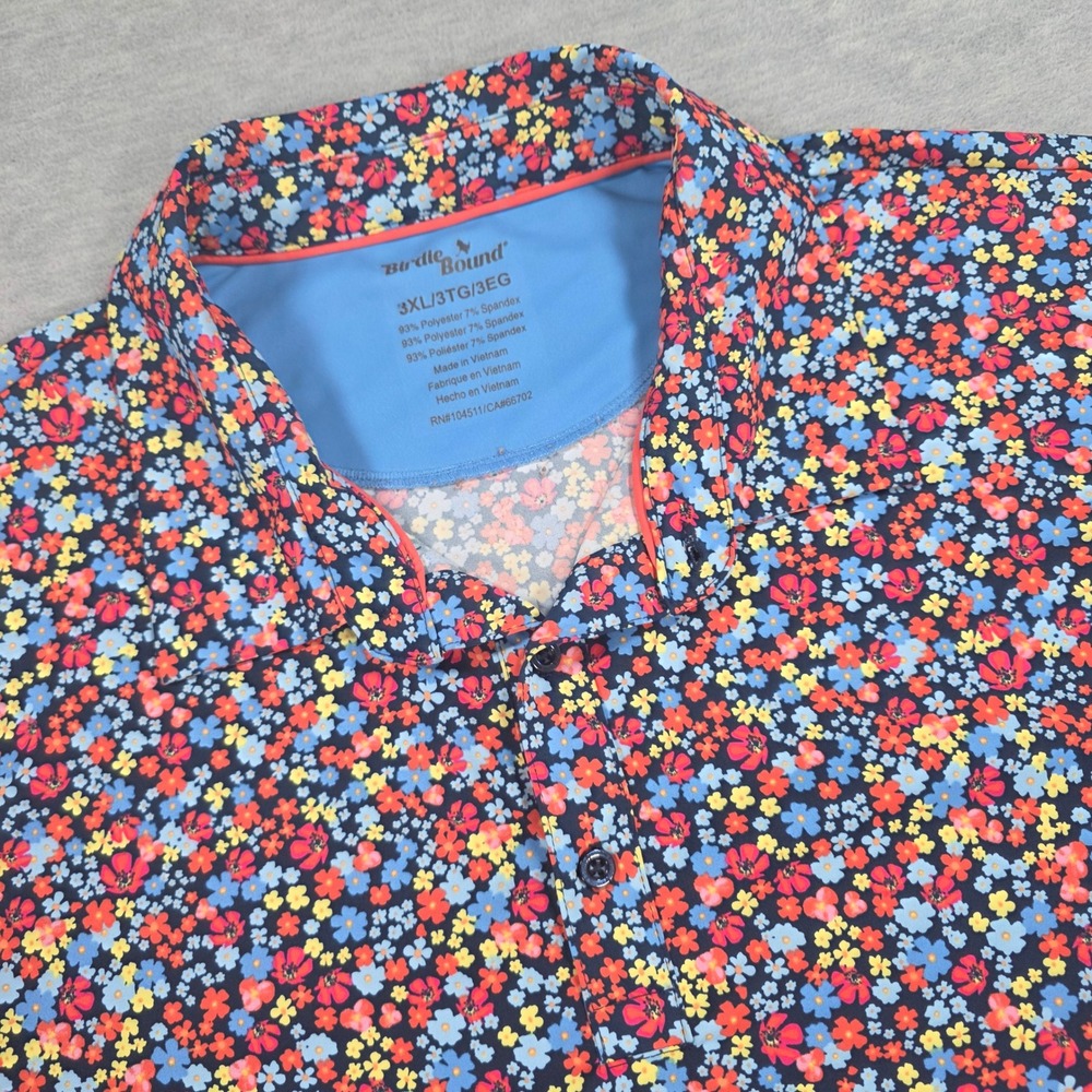 Birdie Bound Mens 3XL Floral Performance Golf Polo Shirt Multicolor Short Sleeve
